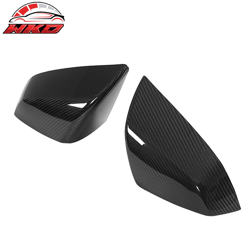 Dry Carbon Fiber For 21-26 Tesla Model S OE Gloss Black Rear View Mirror Covers