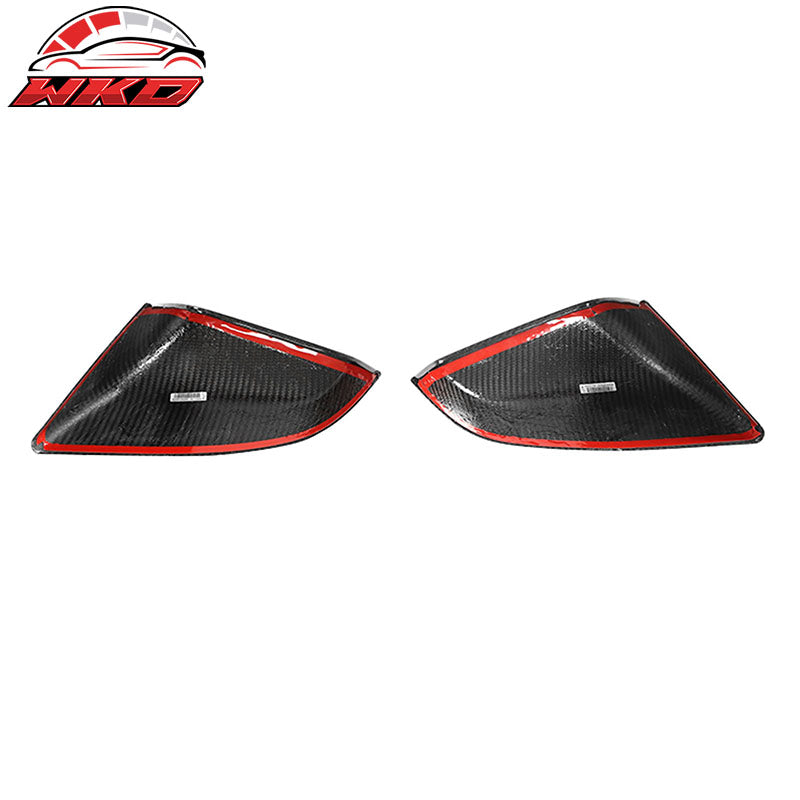 Dry Carbon Fiber For 21-26 Tesla Model S OE Gloss Black Rear View Mirror Covers