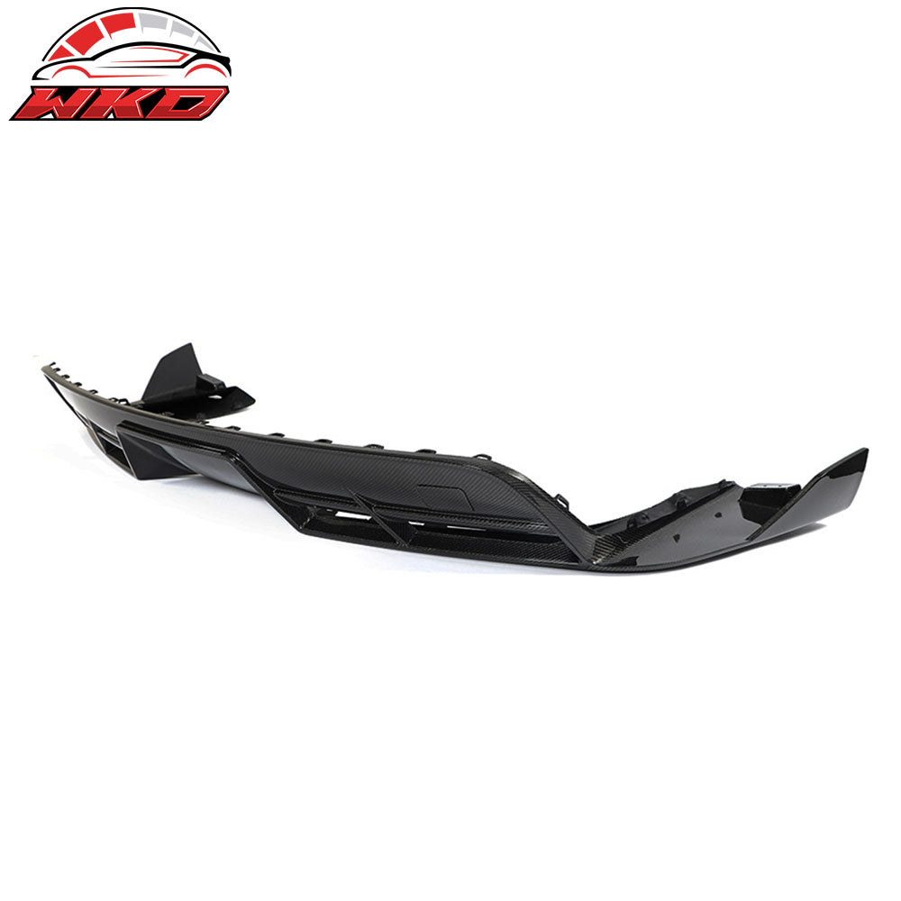 Fits 21-25 Tesla Model S 4DR Revozport Carbon Fiber Rear Bumper Lip Gloss Black