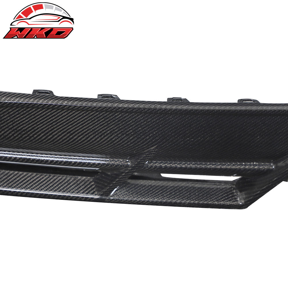 Fits 21-25 Tesla Model S 4DR Revozport Carbon Fiber Rear Bumper Lip Gloss Black