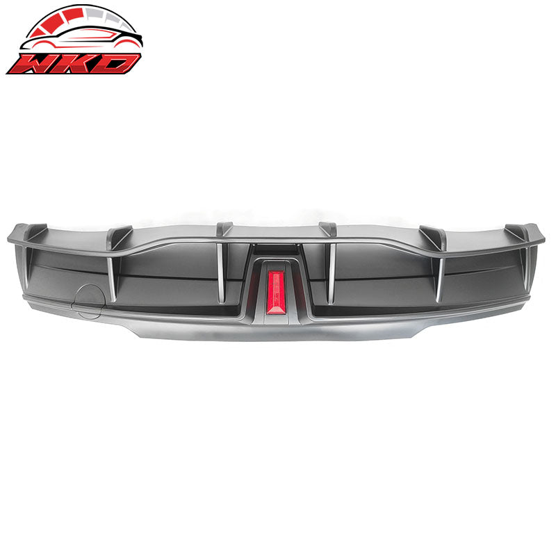 Fits 20-25 Tesla Model Y IKON Matte Black Rear LED Diffuser Lip W/ Corner Aprons