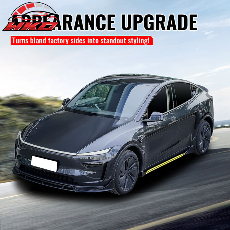 Fits 25-26 Tesla Model Y Juniper Side Skirts Gloss Black Rocker Panel Extension