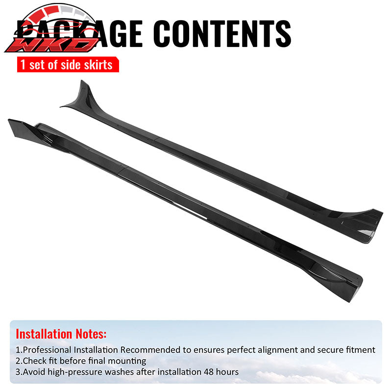 Fits 25-26 Tesla Model Y Juniper Side Skirts Gloss Black Rocker Panel Extension