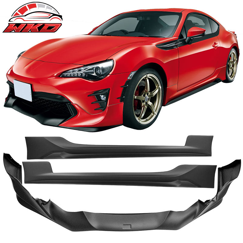 Fits 17-20 Toyota 86 Front Bumper Lip + Side Skirts Pair - PP