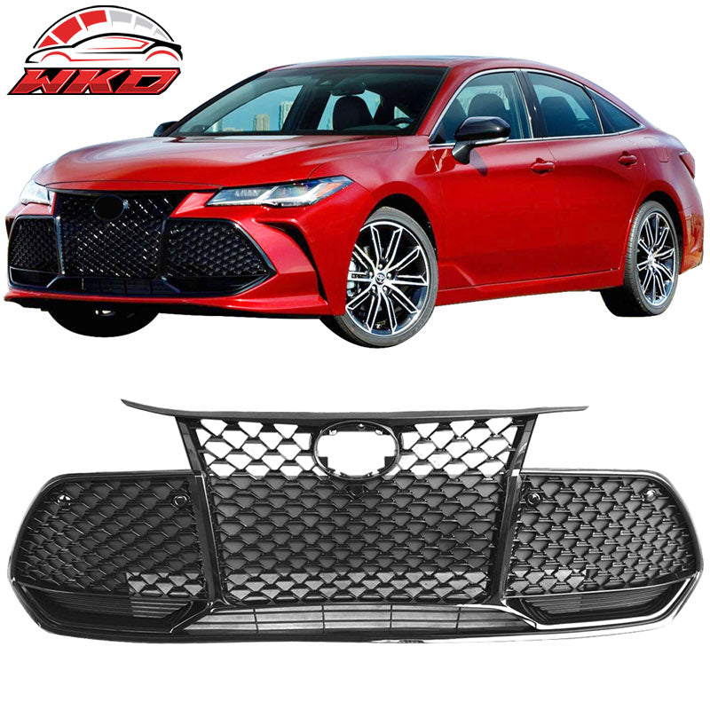 Fits 19-20 Toyota Avalon Honeycomb Mesh Grille Upper Lower Gloss Black - ABS