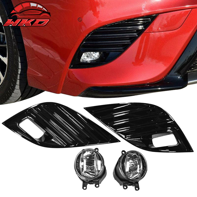 Fits 18-20 Toyota Camry SE XSE 2PCS Front Bumper Fog Lights Foglight Lamp Cover