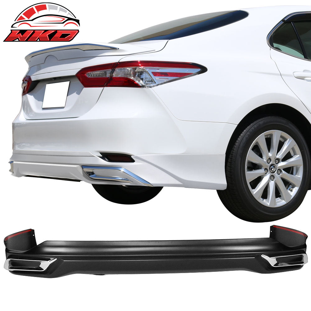 Fits 18-24 Toyota Camry LE MD Style Rear Bumper Lip Diffuser With Chrome Trim