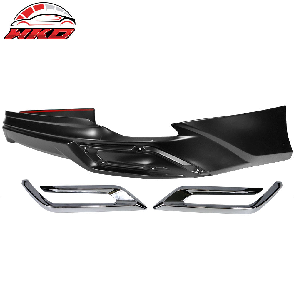 Fits 18-24 Toyota Camry LE MD Style Rear Bumper Lip Diffuser With Chrome Trim