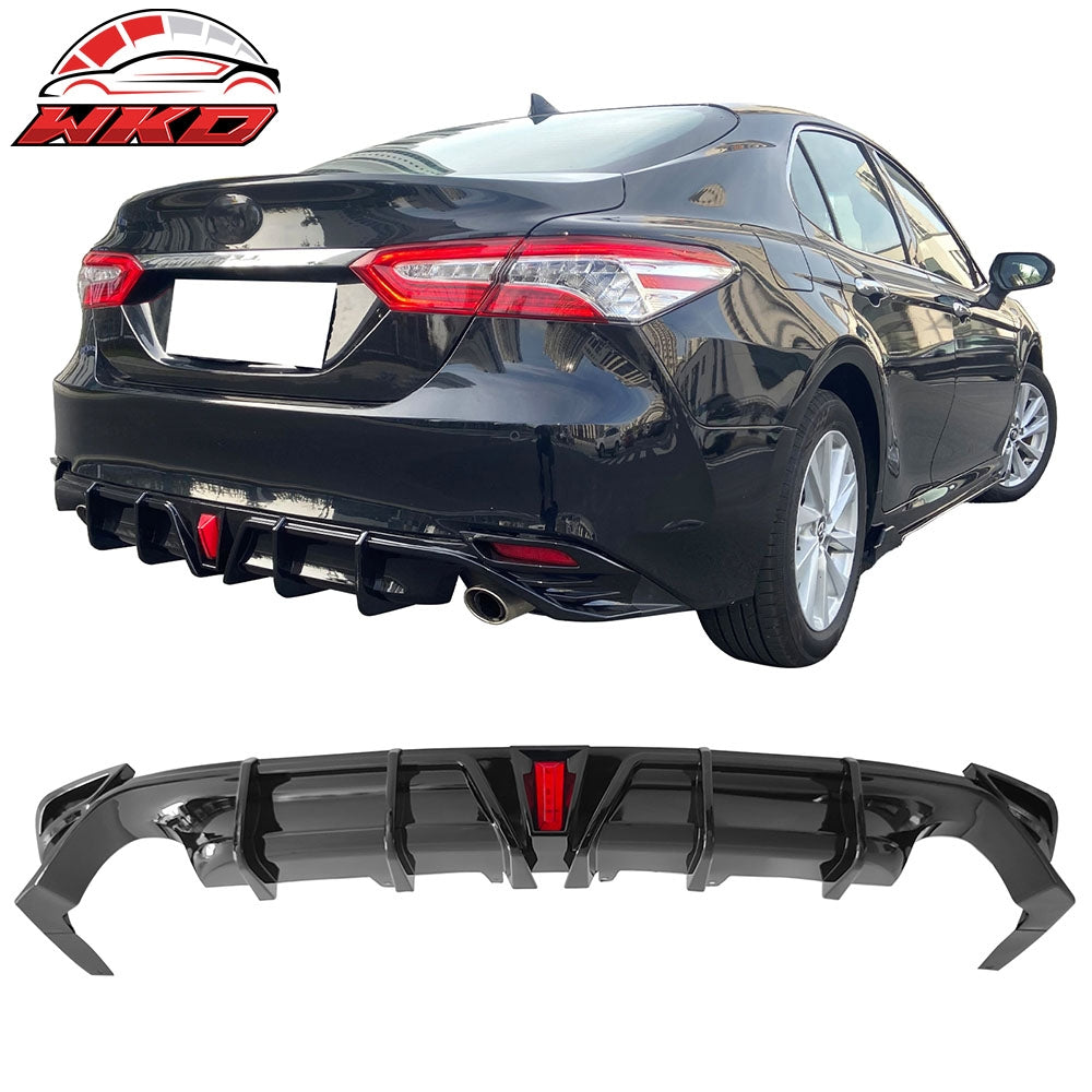 Wholesale 18-24 Toyota Camry LE XLE Rear Diffuser Lip W/LED Light Lamp - Gloss Black