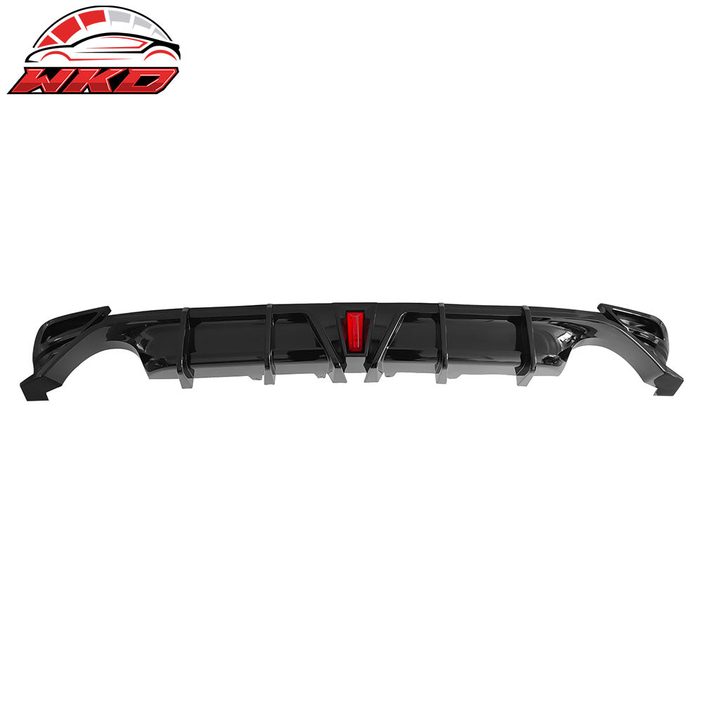 Fits 18-24 Toyota Camry LE XLE Rear Diffuser Lip W/LED Light Lamp - Gloss Black