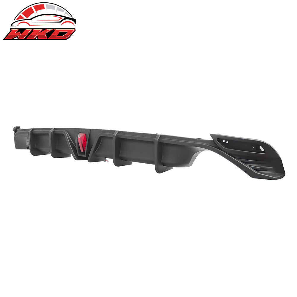 Fits 18-24 Toyota Camry LE XLE Rear Diffuser Lip W/LED Light Lamp - Matte Black