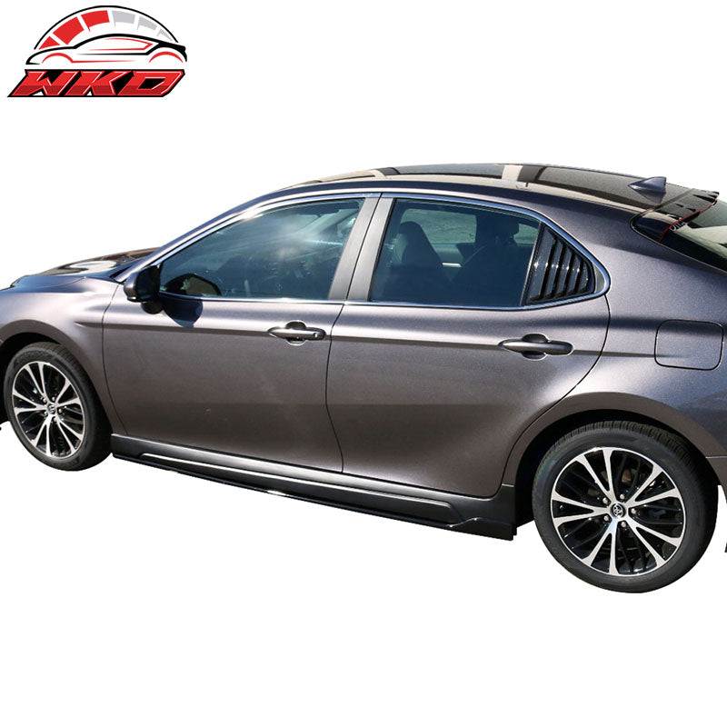 Fits 18-24 Toyota Camry Matte Black Side Skirt & Carbon Fiber Print Rocker Panel