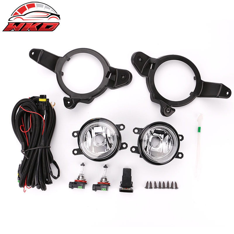 Fits 17-19 Toyota C-HR OE Style Foglights Kit ABS Black Housing Clear Lens
