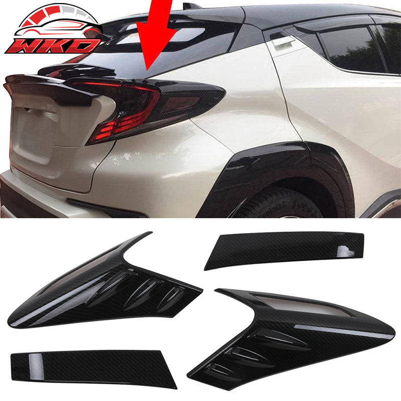Fits 17-20 Toyota C-HR MD 4 Piece Rear Taillight Covers Carbon Fiber Print