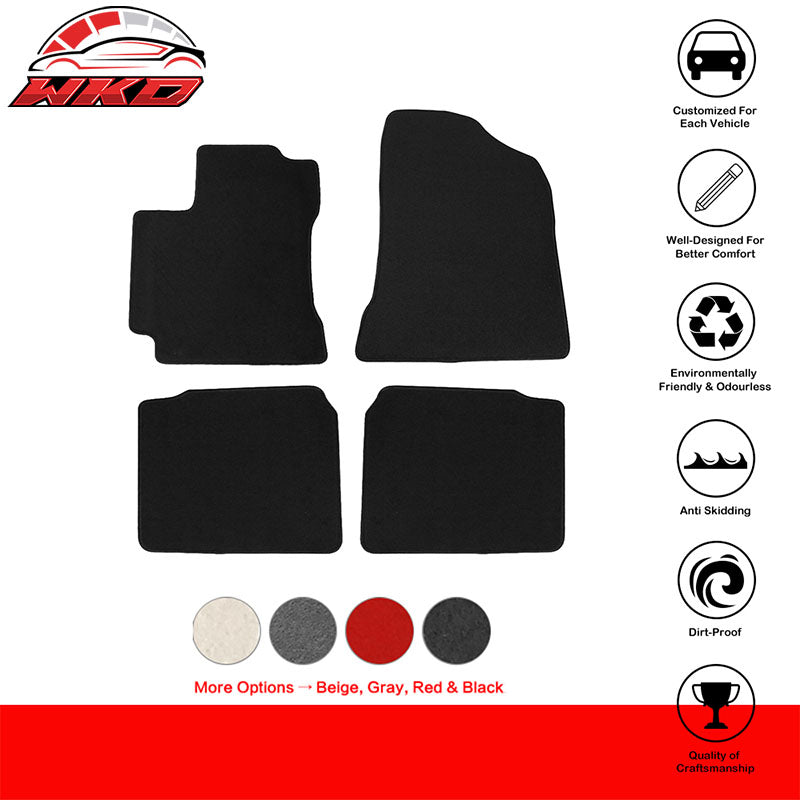 Fits 14-19 Toyota Corolla Sedan 4PCS Front Rear Floor Mats Carpets Nylon Black
