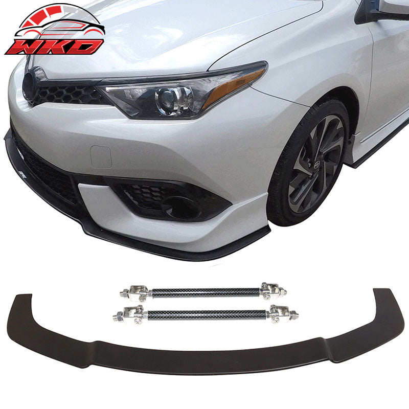 Fits 17-18 Toyota Corolla iM Coated Textured Matte Black Front Lip &Splitter Rod