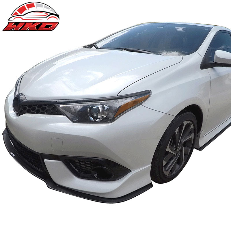Fits 17-18 Toyota Corolla iM Coated Textured Matte Black Front Lip &Splitter Rod