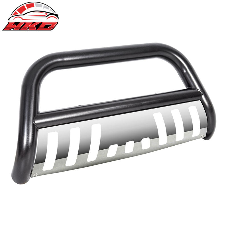 Fits 05-15 Toyota Tacoma Black &Silver Bull Bar Brush Push Bumper Grille