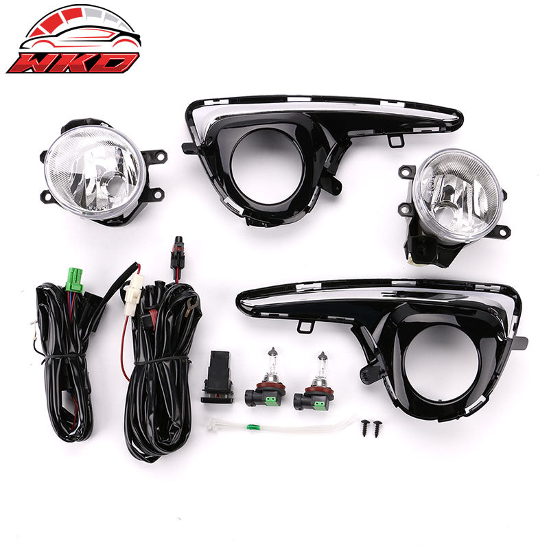 Fits 18-19 Toyota Yaris OE Style 2PCS Fog Lights Bezel Cover Kit W/Clear Lens