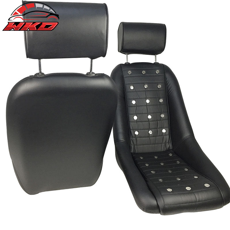 Wholesale Mid-Sized Classic Bucket Seat w/ Sliders in Black Faux Leather PU