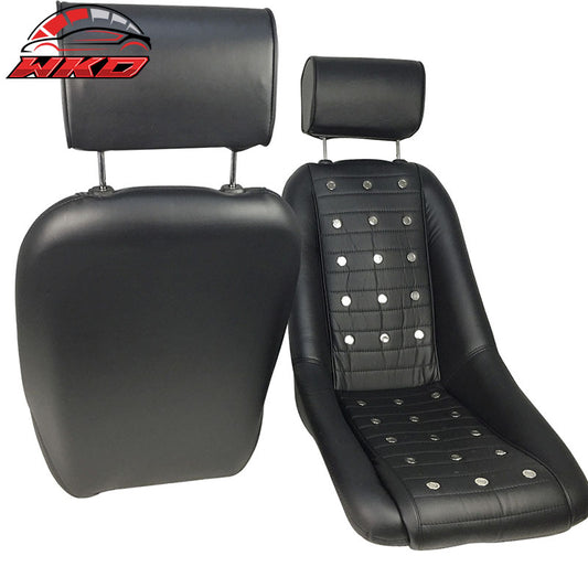Wholesale Mid-Sized Classic Bucket Seat w/ Sliders in Black Faux Leather PU