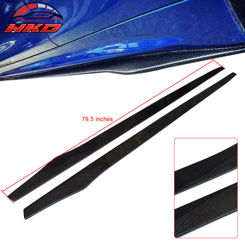 Universal 79.5" Carbon Fiber Side Skirt Extension Add On Flat Bottom Line Pair