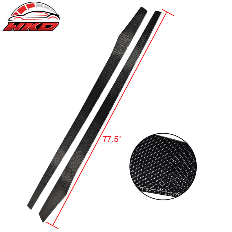 Universal 79.5" Carbon Fiber Side Skirt Extension Add On Flat Bottom Line Pair