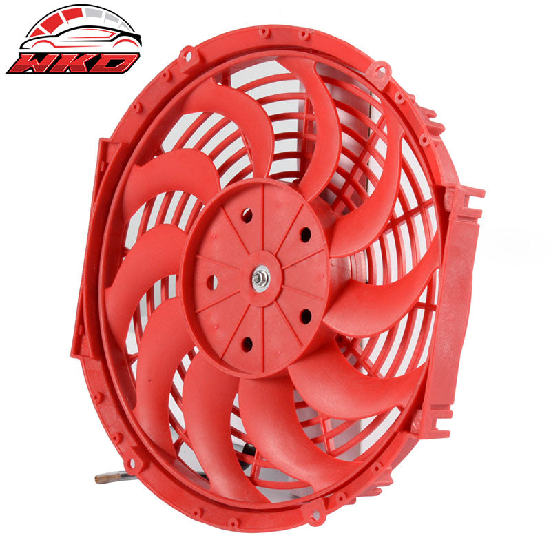 Wholesale Universal 12 in Pull Push Electric Radiator Engine Cooling Fan W/ Mount Kit Red