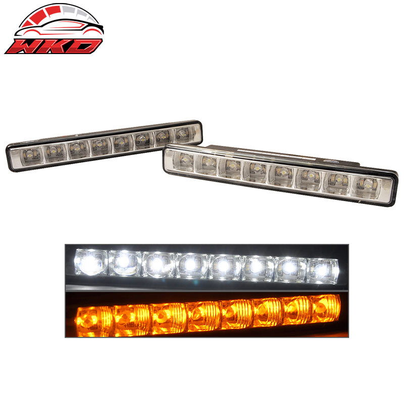 Wholesale Universal DRL White Led Driving Fog Lights w/ Amber Turn Signal Pair Bar Lamps