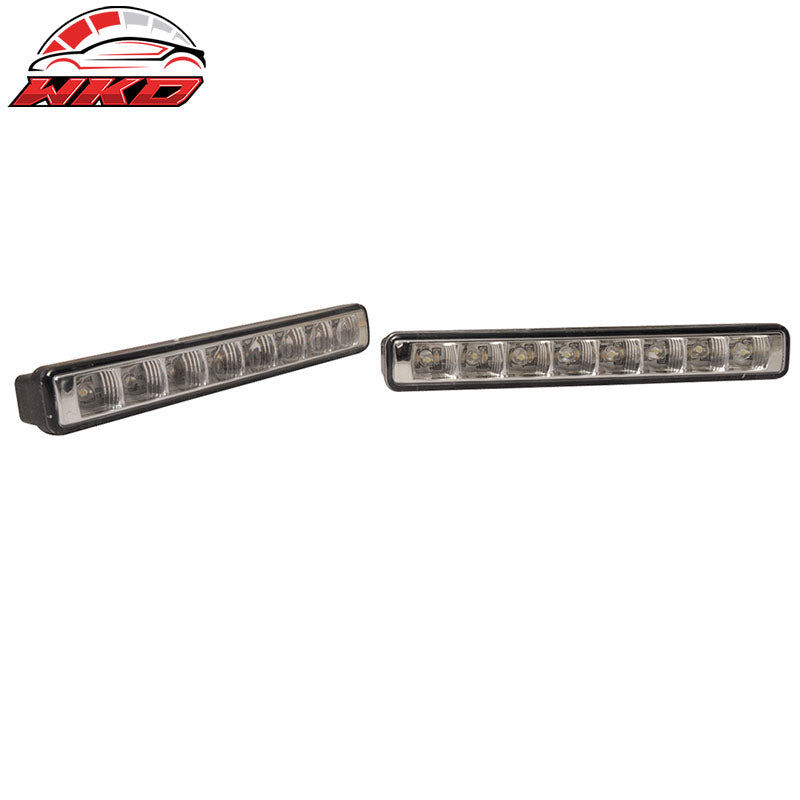 Universal DRL White Led Driving Fog Lights w/ Amber Turn Signal Pair Bar Lamps