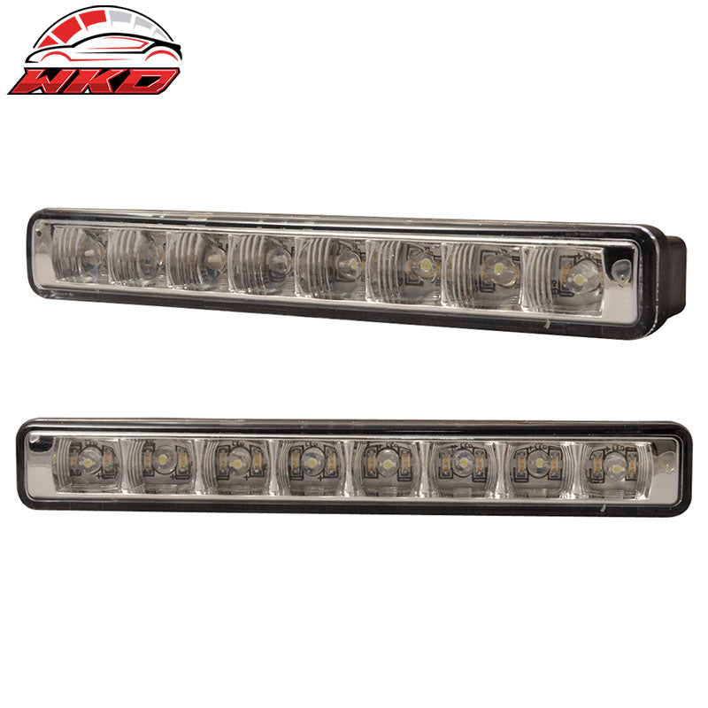 Universal DRL White Led Driving Fog Lights w/ Amber Turn Signal Pair Bar Lamps