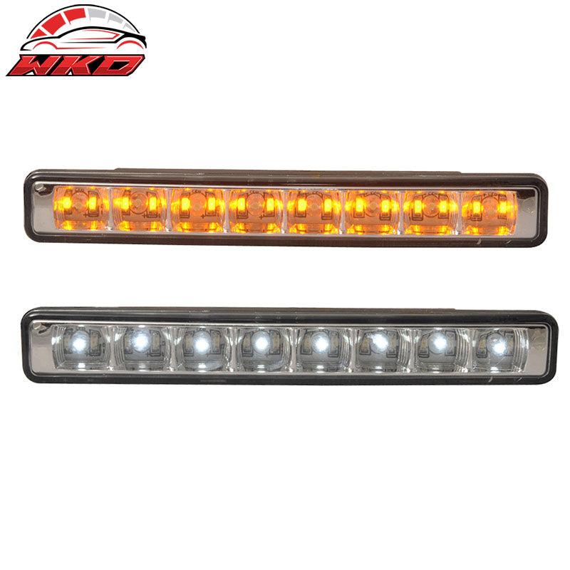 Universal DRL White Led Driving Fog Lights w/ Amber Turn Signal Pair Bar Lamps