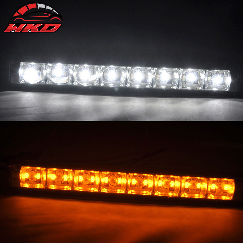 Universal DRL White Led Driving Fog Lights w/ Amber Turn Signal Pair Bar Lamps