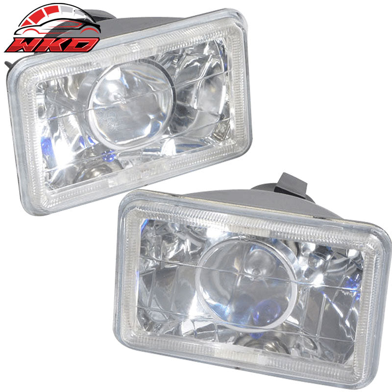 Wholesale 2PCS 6x4 Inch Blue Halo H4 Bulb Sealed Beam Square Projector Headlight Headlamp