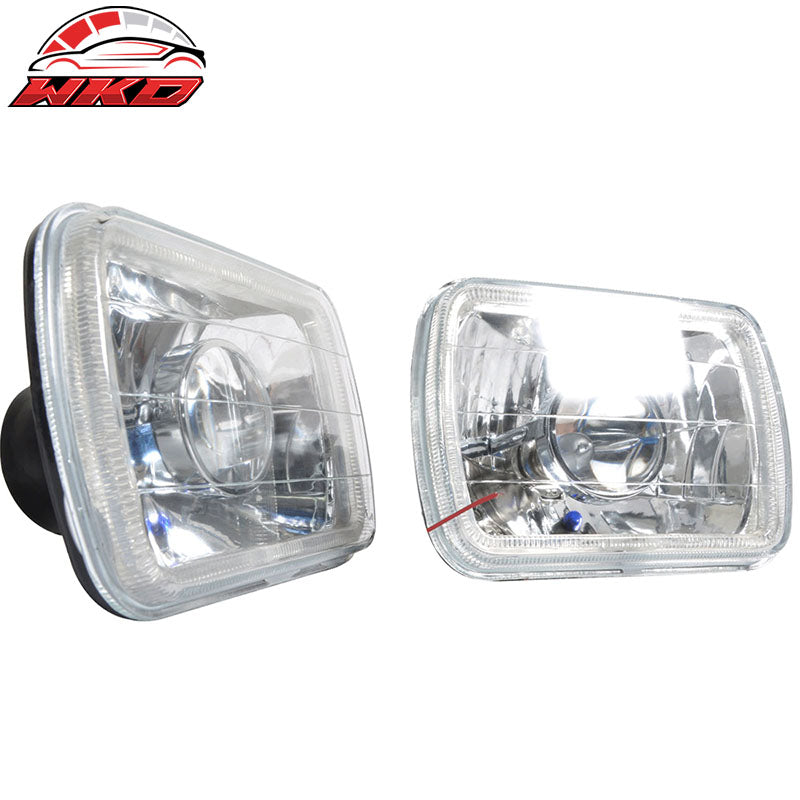 Wholesale 7x6 In Blue Halo H4 Bulb Sealed Beam Square Projector Headlight Headlamp Set