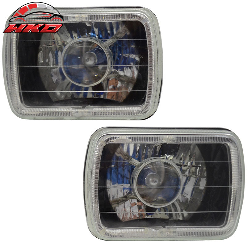 Universal 7x6 Square Projector White Halo Front Headlight Driving Lamp H4 Bulb
