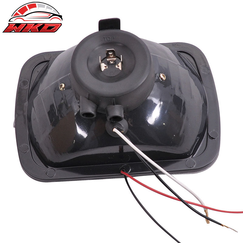 7X6 H4 White Halo Projector Headlight H6014 H6052 H6054 Clear Housing