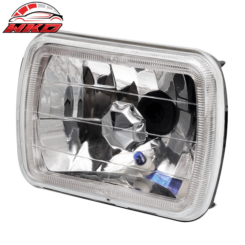 7X6 Clear Lens Headlights H4 Halogen Lights Bulbs Headlamps
