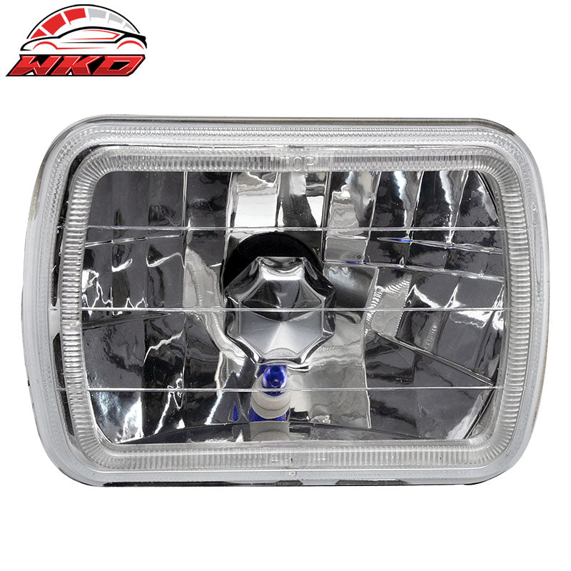 7X6 Clear Lens Headlights H4 Halogen Lights Bulbs Headlamps