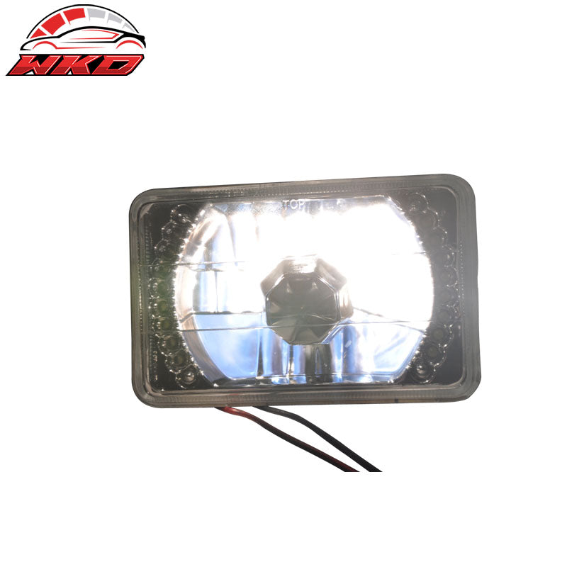 Wholesale 7X6 Sealed Beam LED Headlights With H4 Bulbs H6052 Chrome Housing Diamond Cut - Wikond Auto