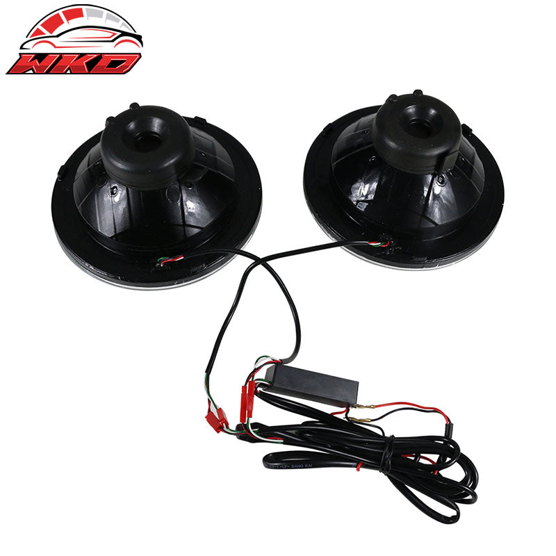 Universal 2PCS 7 Inch Round Chrome W/RGB Halo Projector Headlights Head Lamps H4