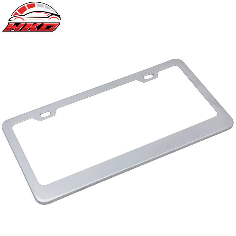 Chrome Metal Finish Stainless Steel License Plate Frame Cover + Screw Caps