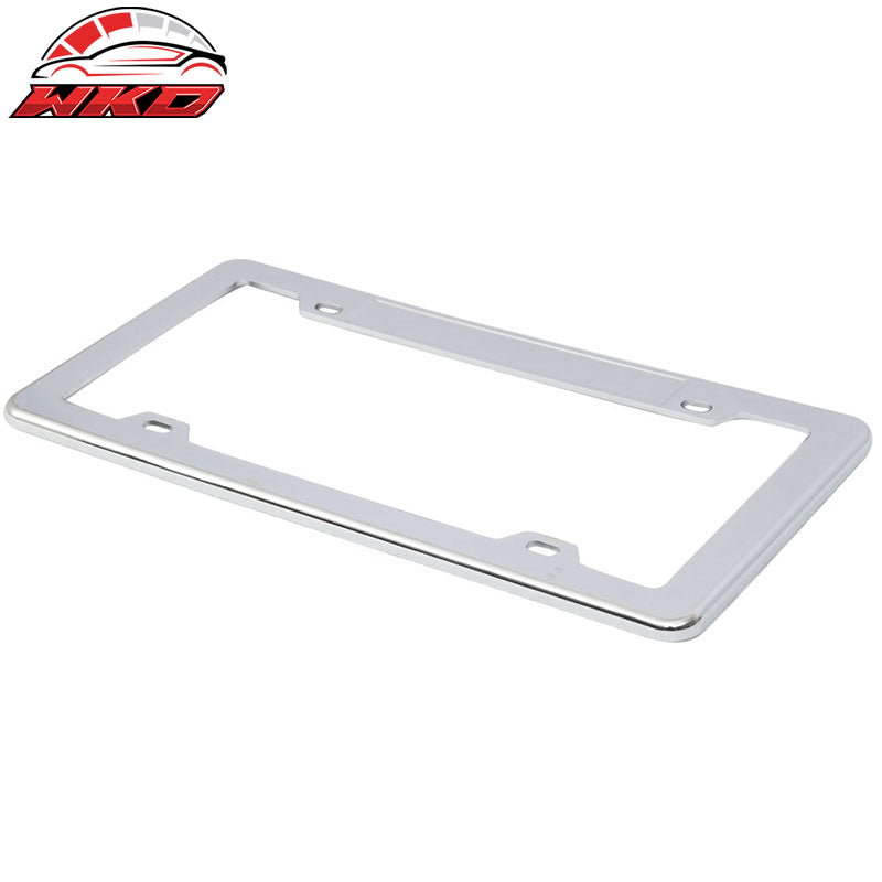 Chrome Metal Finish Stainless Steel License Plate Frame Cover + Screw Caps