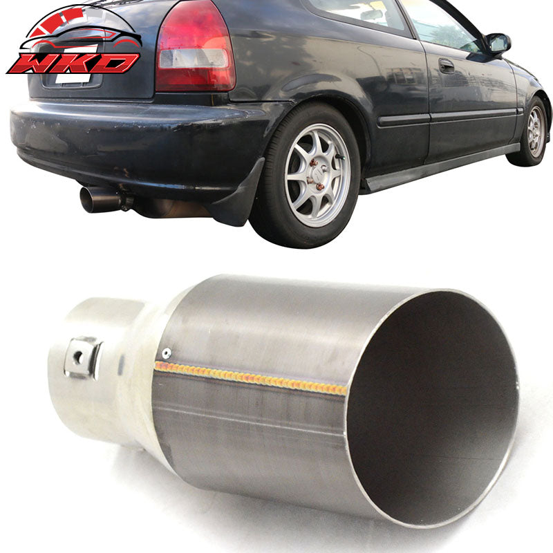 Add On Chrome Gunmetal Stainless Exhaust Slant Cut Muffler Tip 2.5in ID 3.5in OD