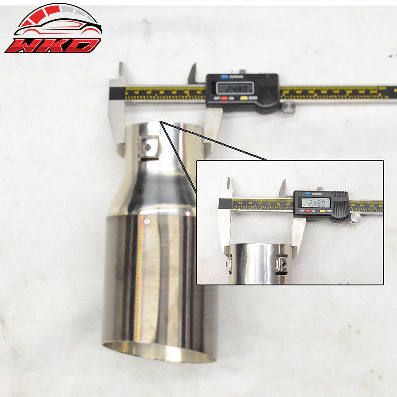 Add On Chrome Gunmetal Stainless Exhaust Slant Cut Muffler Tip 2.5in ID 3.5in OD