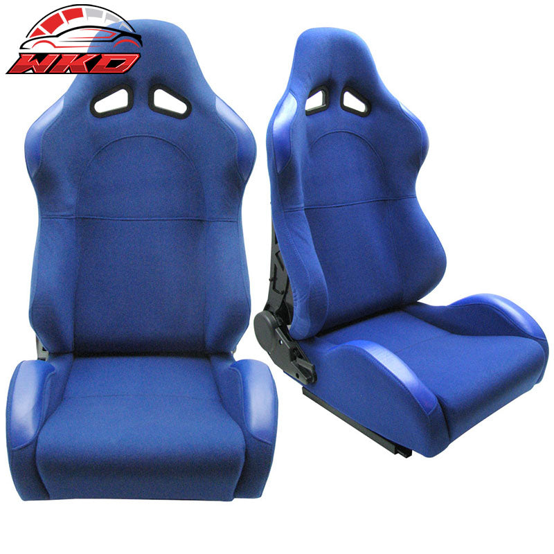 Wholesale Pair Hardback Blue Black Racing Seat Seats Cloth Reclinable