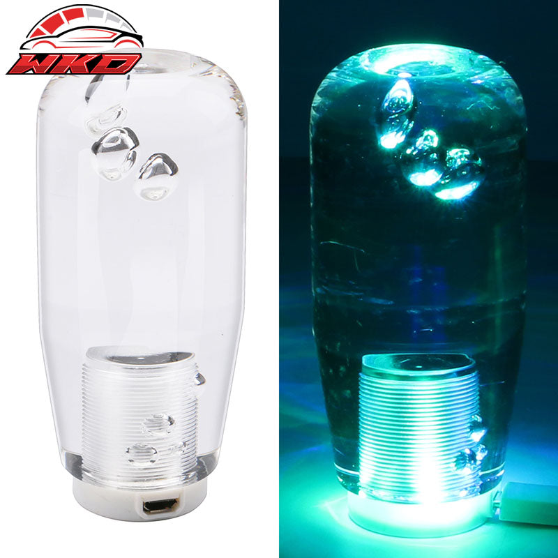 LED RGB Shift Knob 10mm Transparent Bubble Manual Shifter W/ Thread Adapters