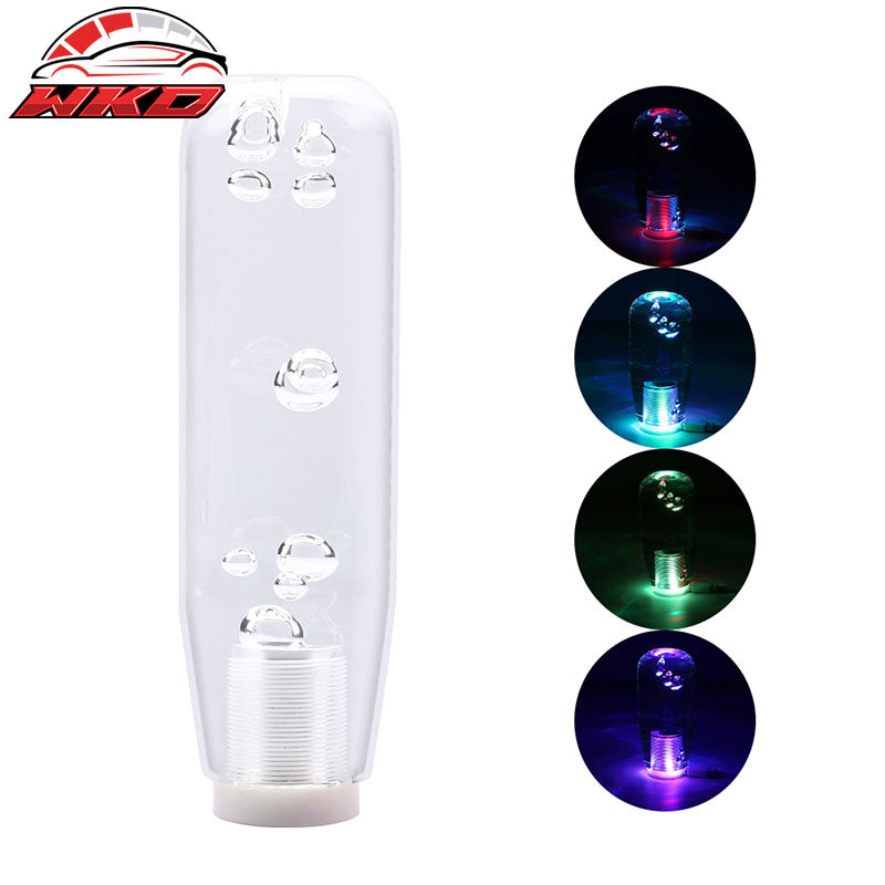 LED RGB Shift Knob 15mm Transparent Bubble Manual Shifter W/ Thread Adapters