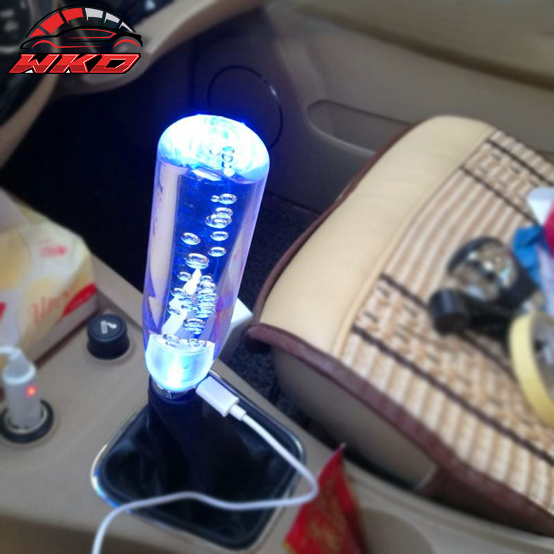 LED RGB Shift Knob 15mm Transparent Bubble Manual Shifter W/ Thread Adapters