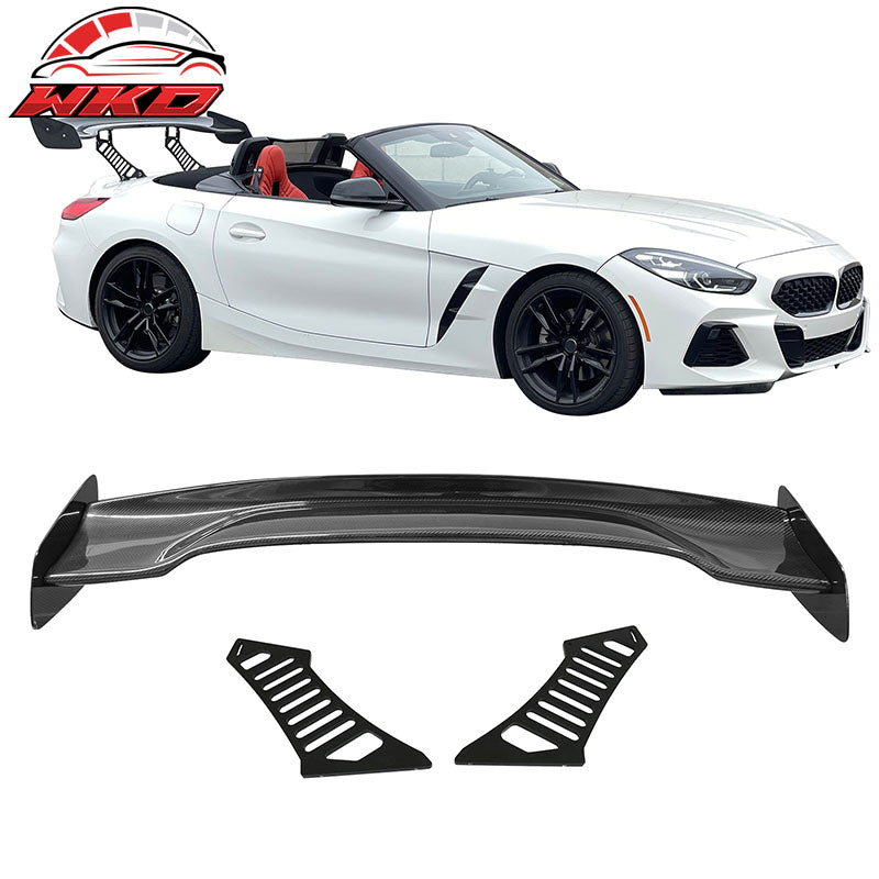 Universal 57" JDM Racing GT RS Carbon Fiber Trunk Spoiler V2 Side Plates V3 Legs